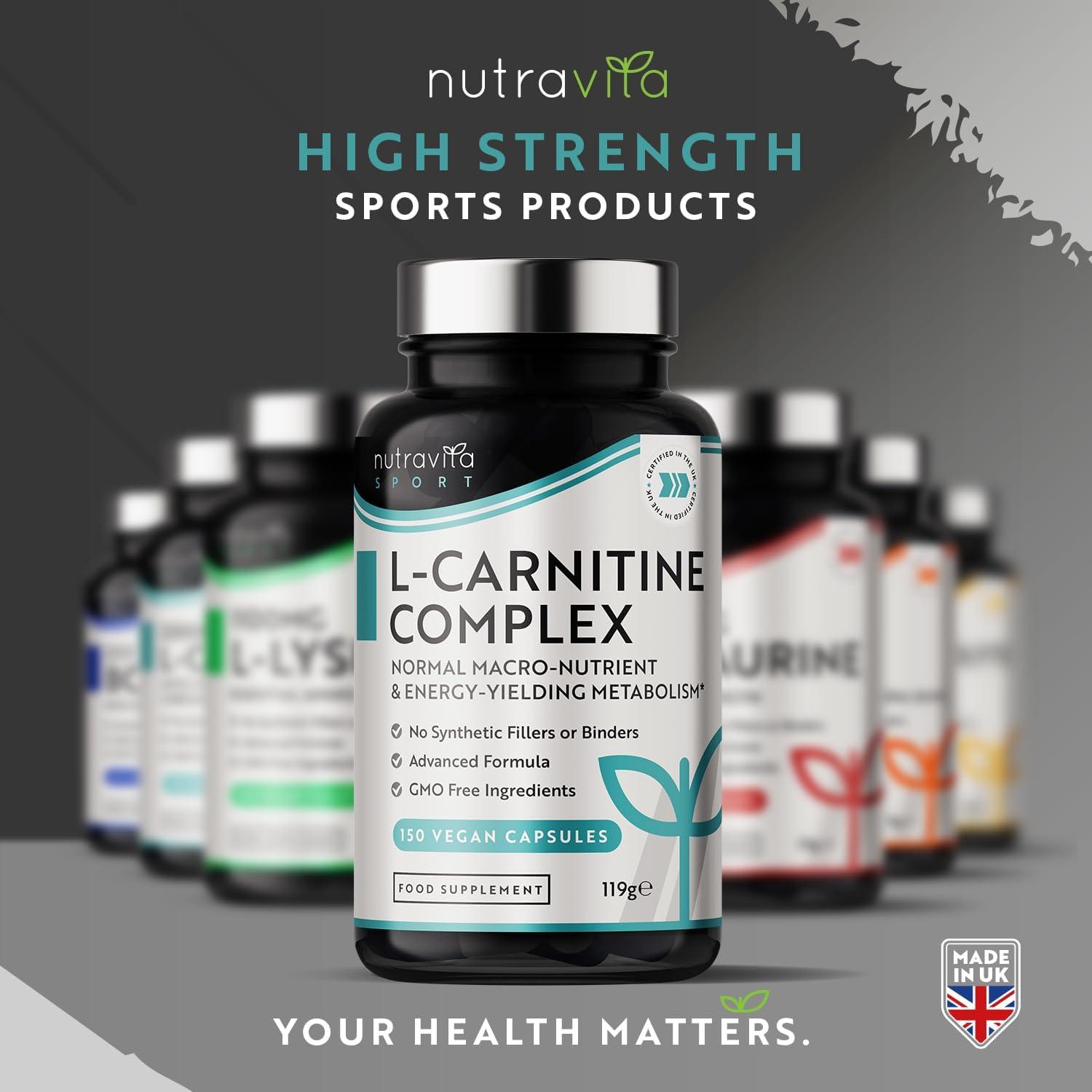 nutravita l carnitine L-Carnitine Complex Capsules with Riboflavin, Biotin, Chromium, Vitamin D,  B3 & B6 - 150 Vegan Capsules - Nutravita UK | Buy Now with Express  International Delivery