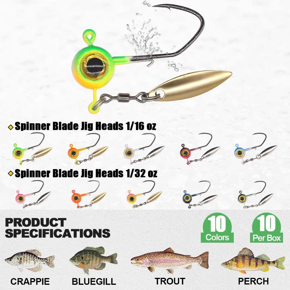 Crappie Jigs and Lures Kit -135 & 40 Piece Set with Plastics, Jig Heads,  Split-Tail Grub Baits - Perfect for Crappie Fishing, Panfish Lures Split- Tail Grub 40 pc. KIT Combo 1