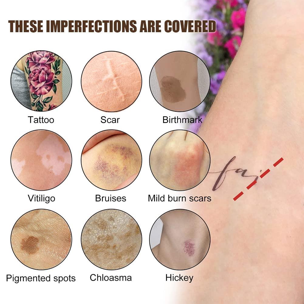Tattoo Cover Up Makeup Waterproof,Tattoo Concealer For Dark Spots, Scars,Birthmarks  Vitiligo,Scar Cover Up Makeup Waterproof,Tattoo Cover-Up Makeup,Body Makeup  Cover for Men and Women (2x30ml)