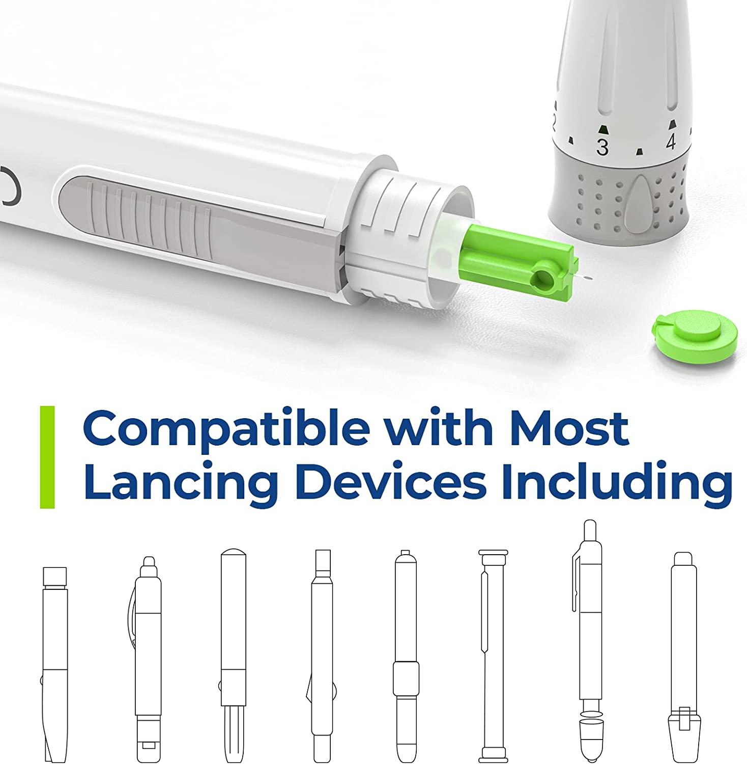 AUVON Multicolored 30G Diabetic Lancets 300 Count for Less Pain