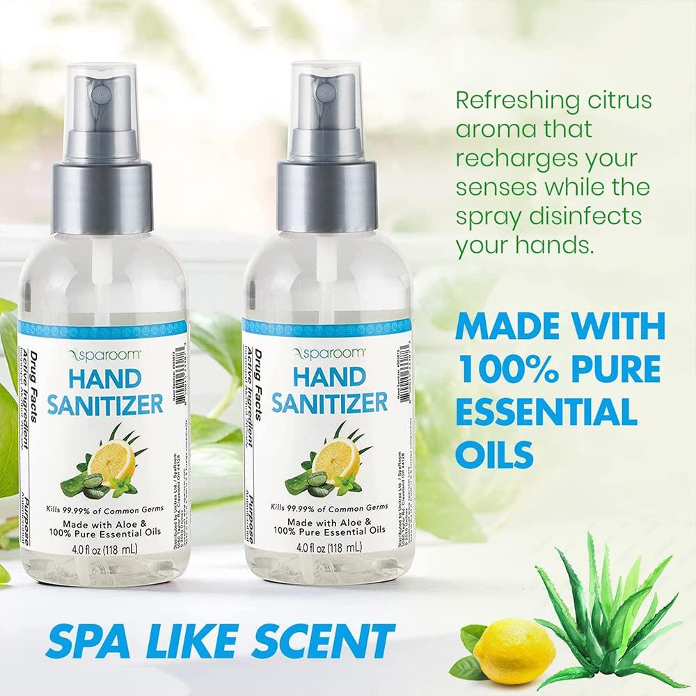 SpaRoom Hand Sanitizer Spray 70 Alcohol with Aloe Vera & Essential