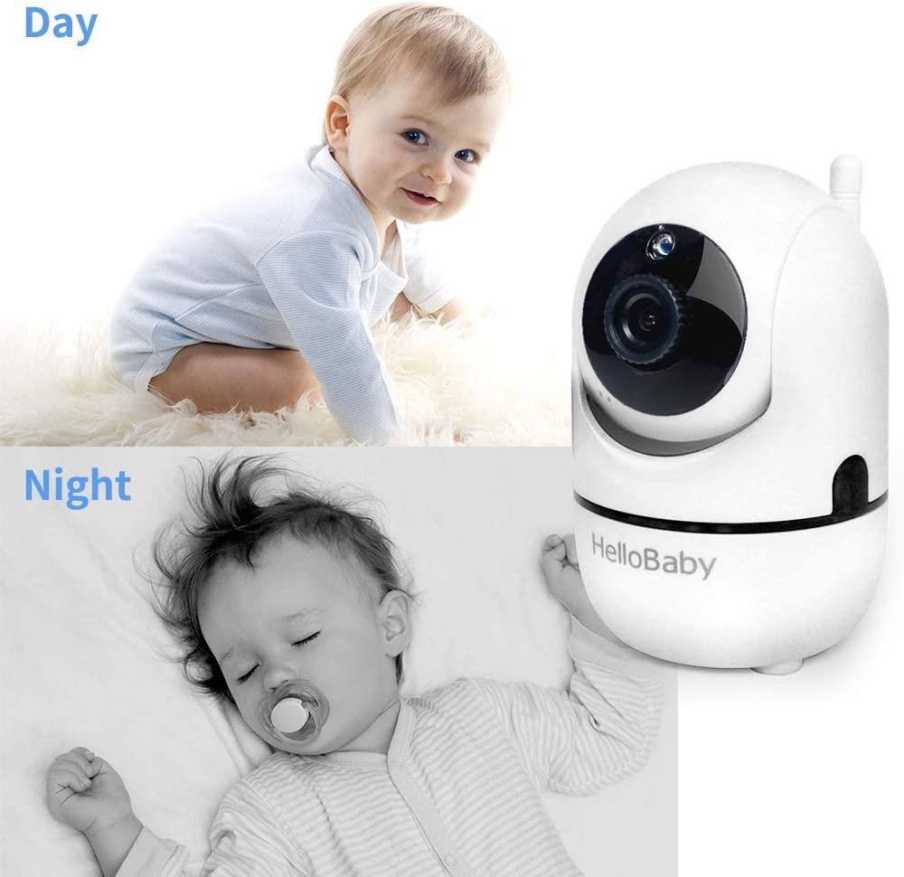 HelloBaby Video Baby Monitor with Remote Camera Pan-Tilt-Zoom, 3.2'' Color  LCD Screen, Infrared Night Vision, Temperature Display, Lullaby, Two Way  Audio Black