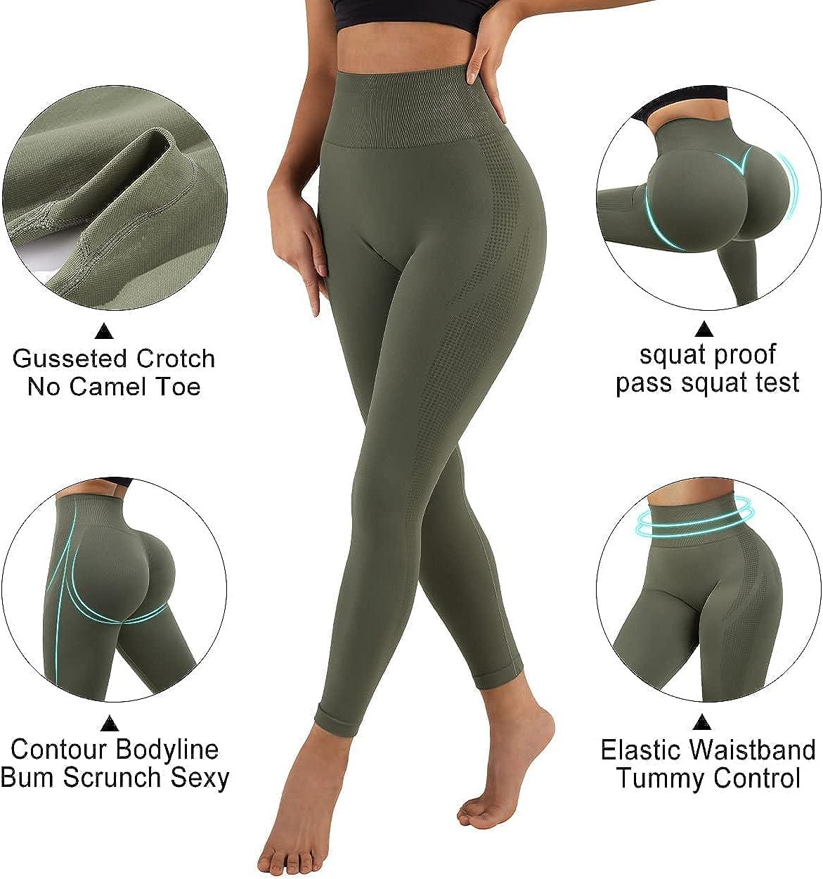 Buy SKULLPIG Women's Slim Fit High Waisted Non See-Through Yoga Pants Tummy  Control Yoga 7/8 Length Camel Toe Free Leggings, Cream Mint-6198, Medium at