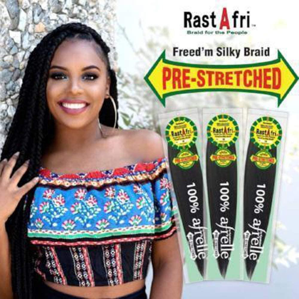 RastAfri PreStretched Silky Braiding Hair (5 Single Packs 1B)
