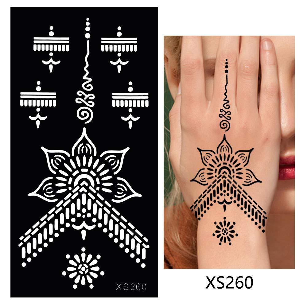 glaryyears Temporary Tattoo Stencil 8 Sheets Henna Tattoo Template for Hand Finger Wrist