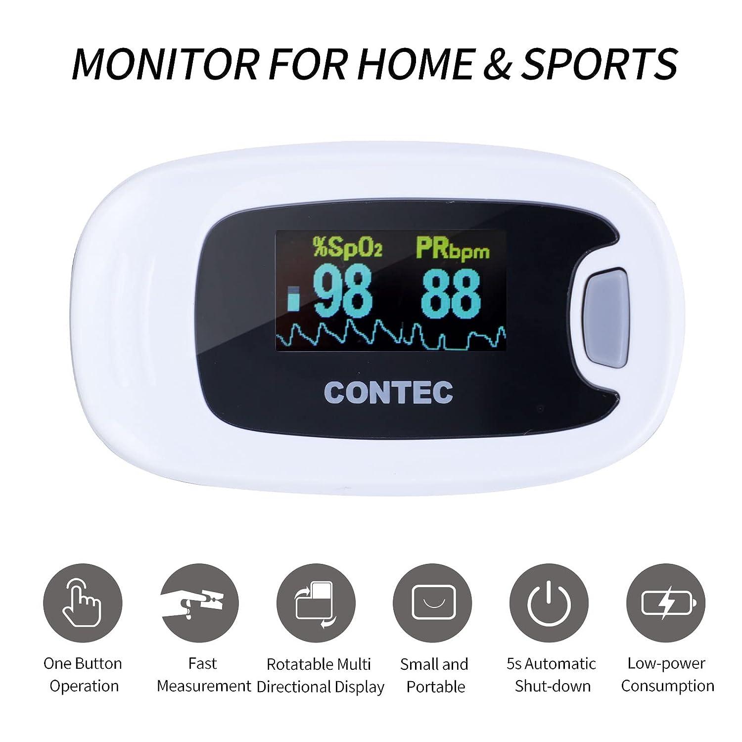 CONTEC CMS50NA Pulse Oximeter Fingertip Blood Oxygen Monitor SpO2 PR Value Waveform Grey