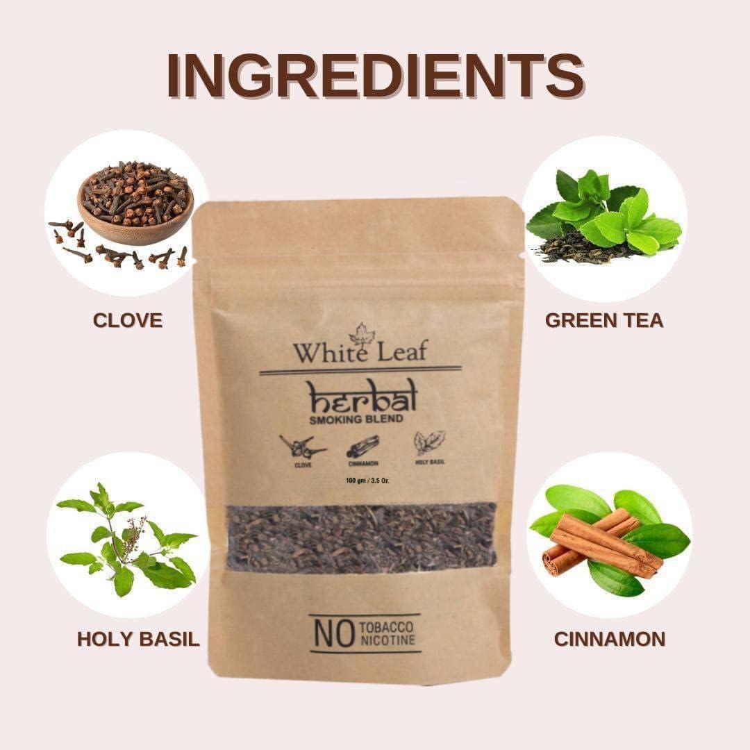 Natural Herbal Smoking Blend - White Leaf Tobacco & Nicotine Free Mixture  100G | Buy Now with Express International Delivery