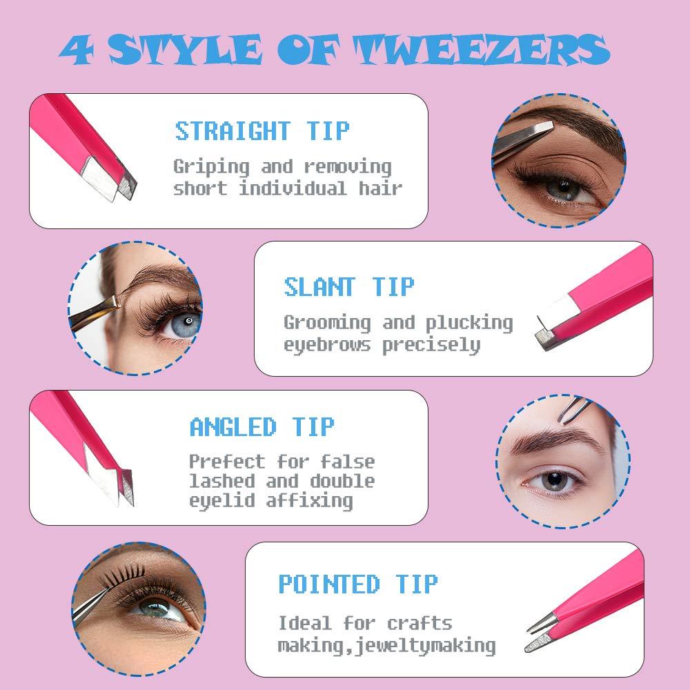 Precision Eyebrow Tweezers For Women & Men - Slant Tip For Ingrown Hair & Blackhead Removal