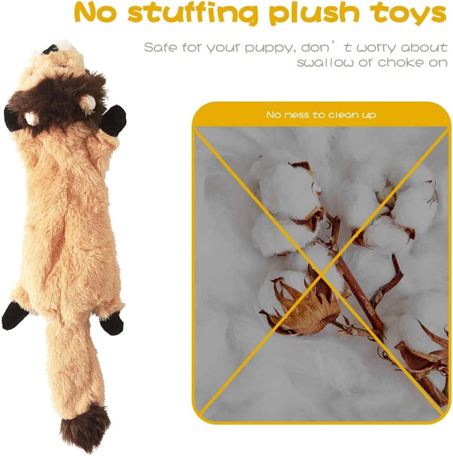 No Stuffing Squeaky Plush Dog Toy, Fox, Raccoon, and Squirrel - Large -  Sumter Pet Sitters