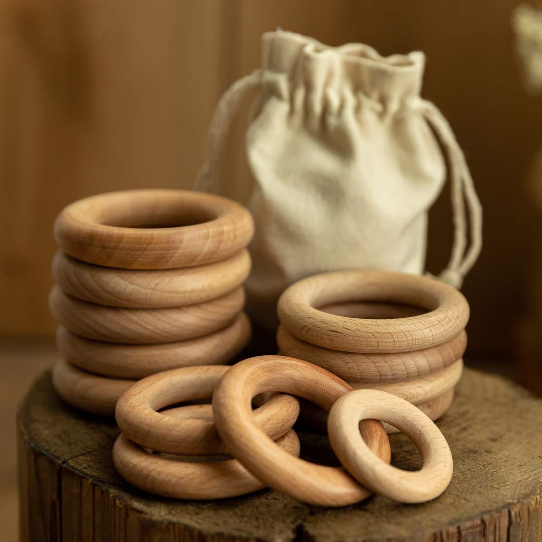 10pcs Wood Rings Wooden Rings for Craft, Ring Pendant and Connectors DIY  Projects