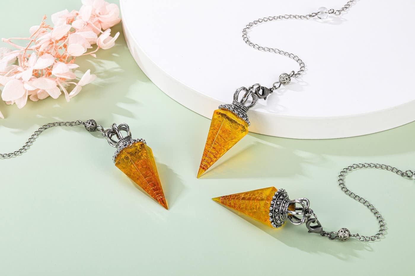 Top Plaza Tiger Eye Crystal Pendulum Necklace - 12-Faceted Stone For Divination, Reiki & Dowsing