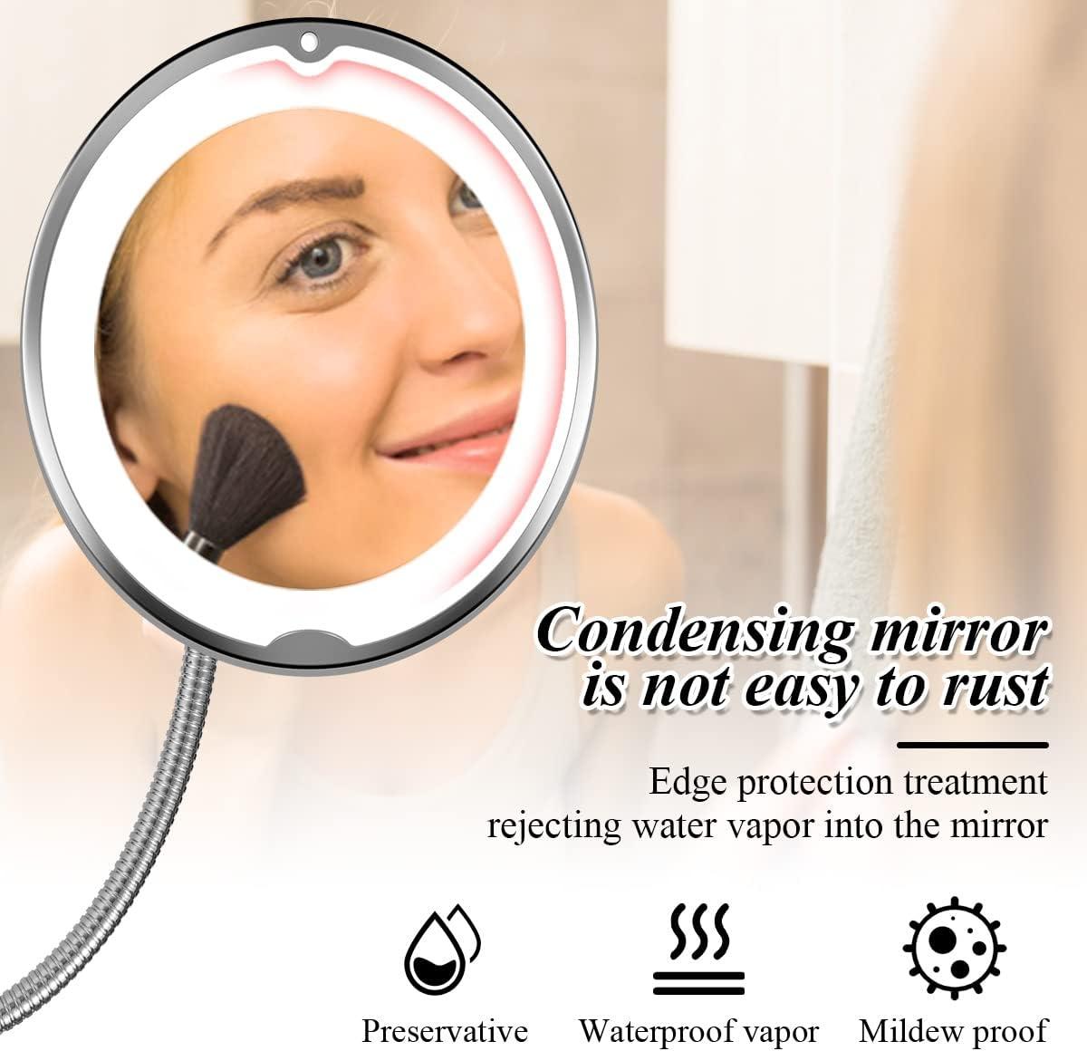 AEVXKHI Flexible Gooseneck Makeup Mirror with LED Light 360 Rotation