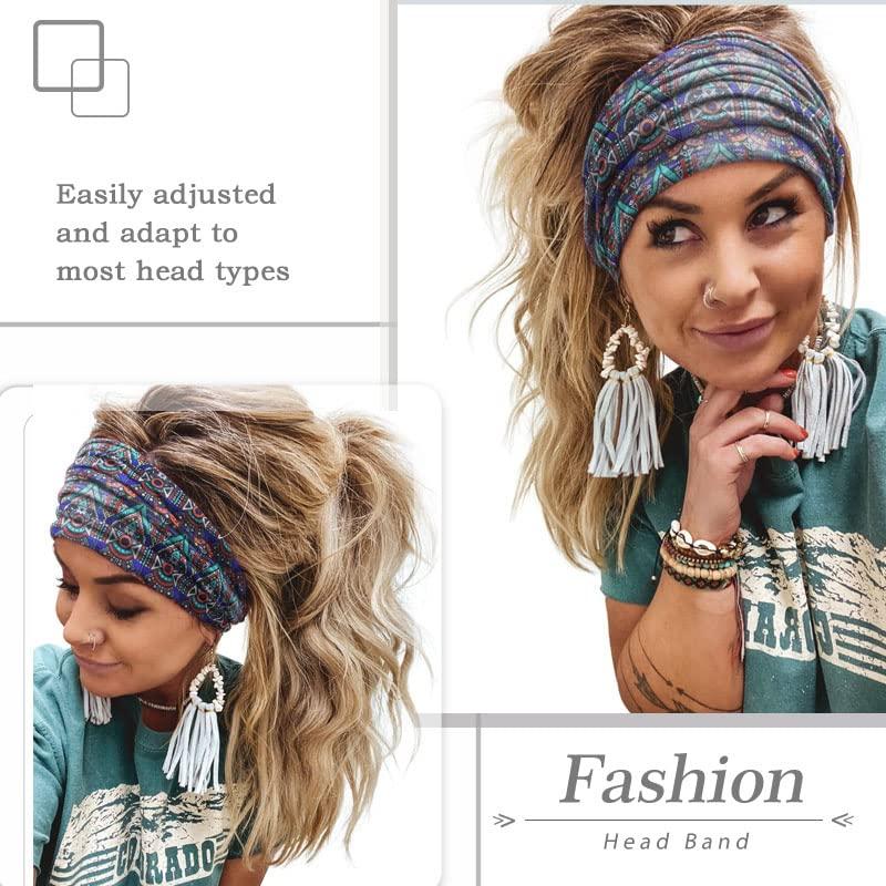 Boho Headbands Set A 3Pcs Wide Knotted Turban Hairbands for