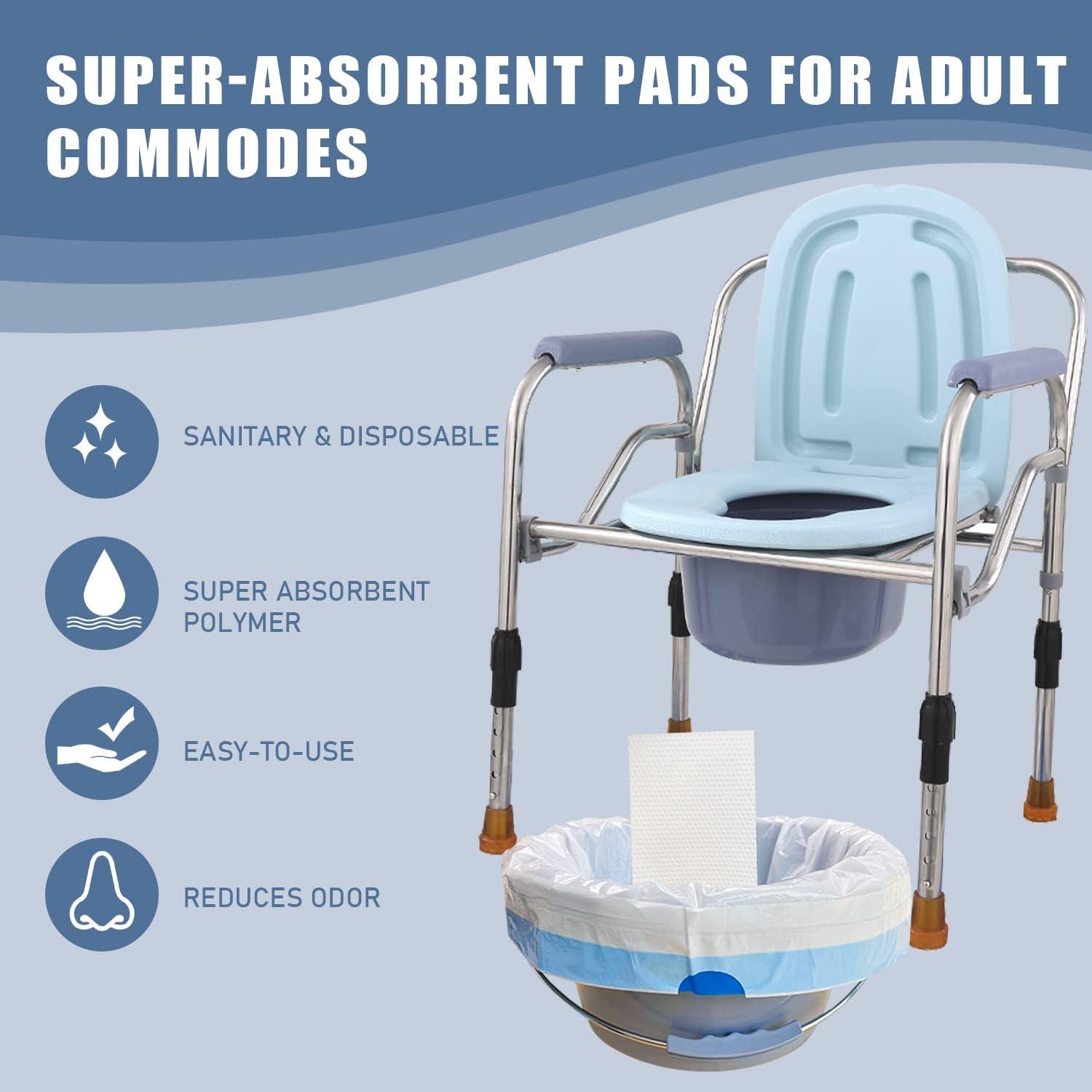 Super Absorbent Pads for Bedside Commode Liners and Bedpan Liners