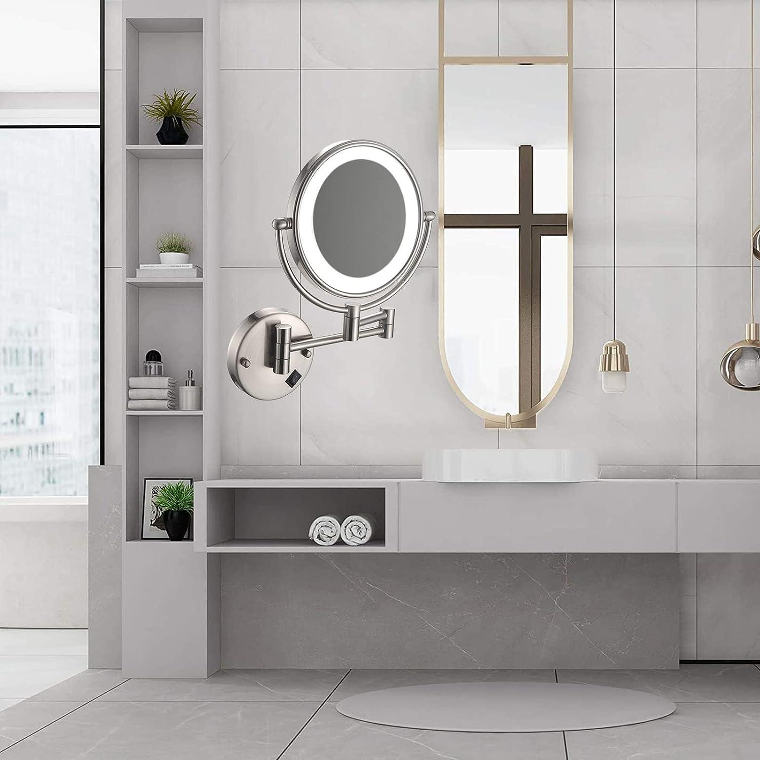 SRVNT 360 Swivel Extendable Makeup Mirror with Light Brass Bathroom