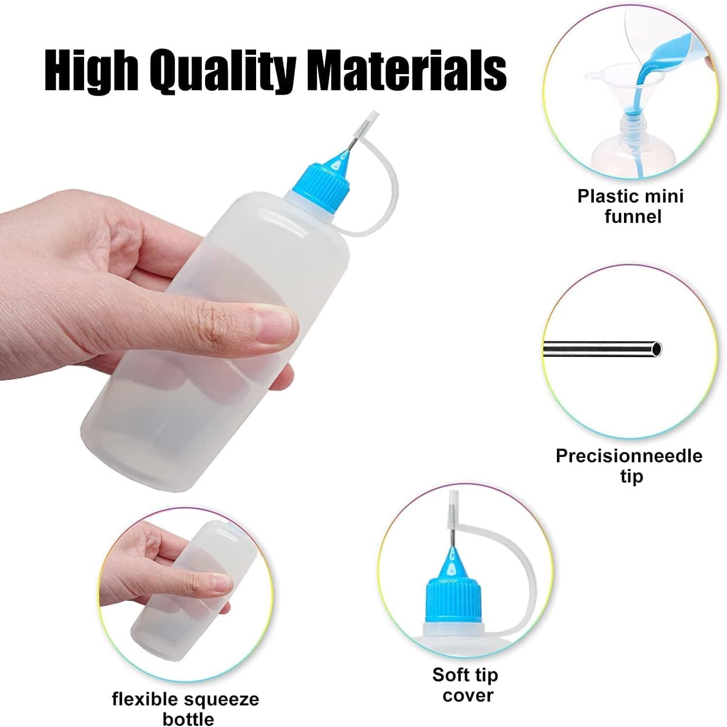 6 Pcs 4 Ounce Precision Tip Applicator Bottle 120 ML Translucent Glue  Bottles Multicolor Lid with 2 Pcs Mini Funnel for Alcohol Ink Craft Acrylic  Painting