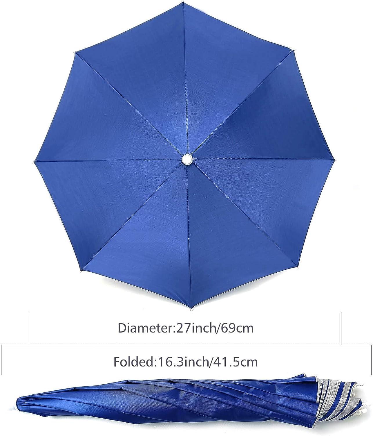 massmall Umbrella Hat 27 UV Protection Umbrella Hats for Women Men Hands  Free Umbrella Blue/1 Pack 27 Blue