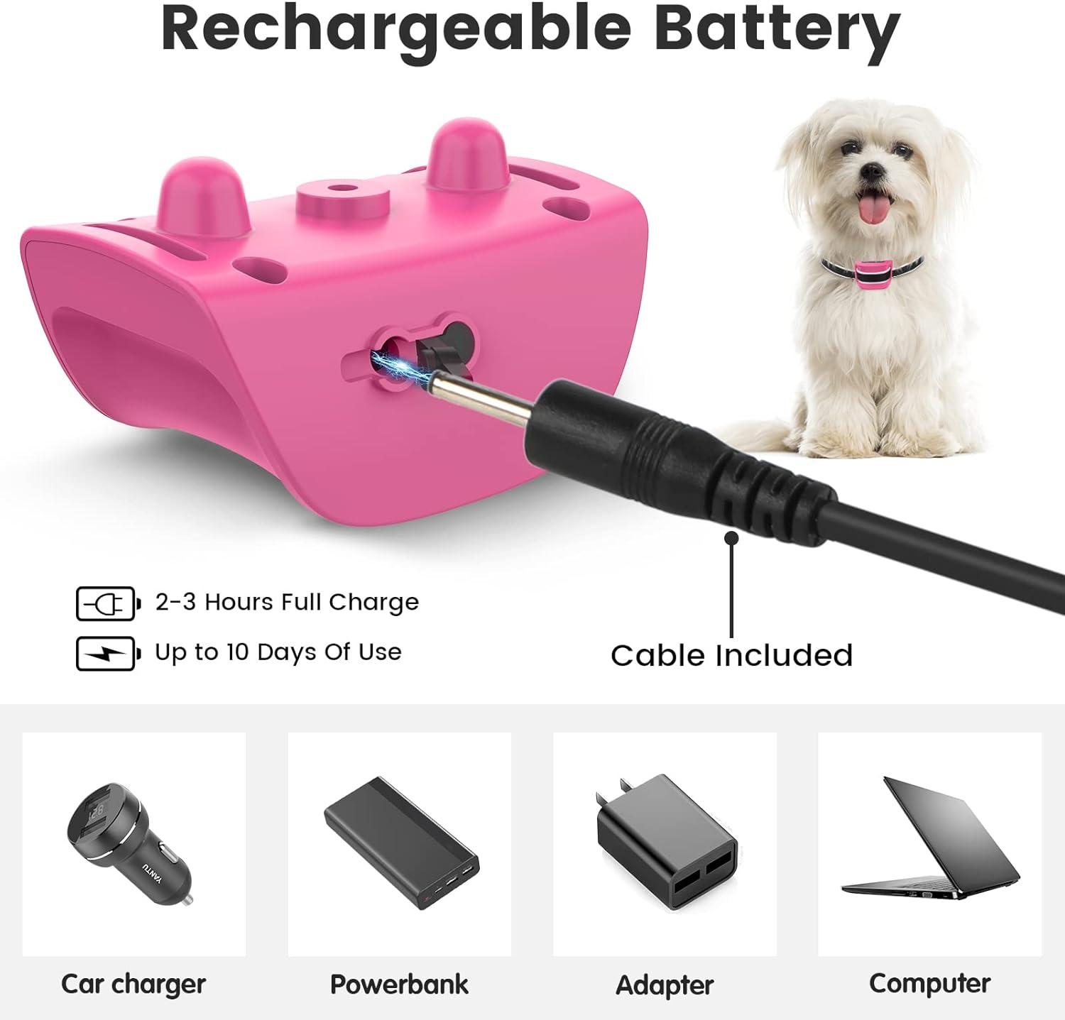 Jewyow Small Dog Bark Collar - Rechargeable Anti Bark Collar for Small Dogs  - 7 Sensitivity Levels - Beep Vibration Mode - Pink | Buy Now with Express  International Delivery | GoSupps.com