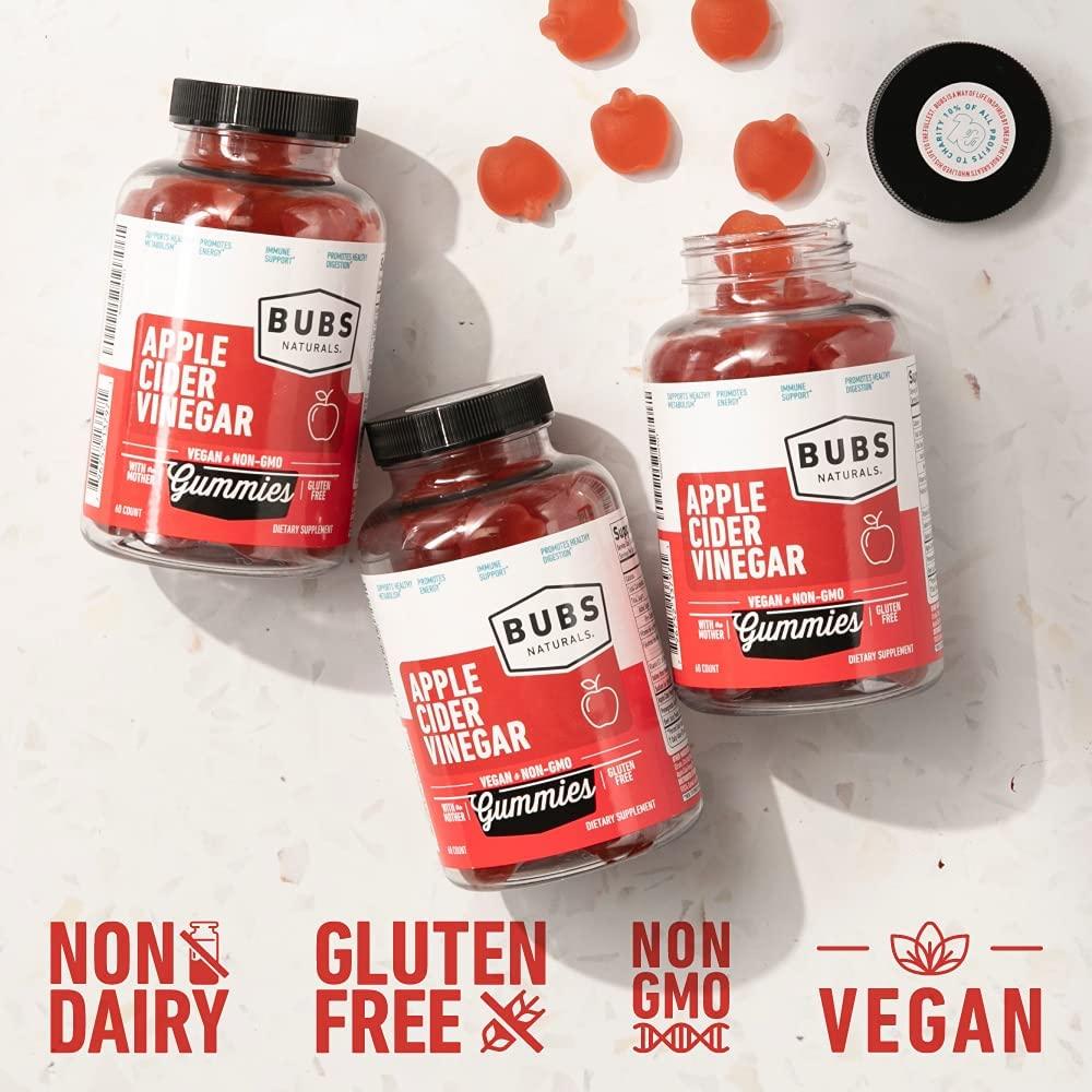 BUBS Naturals Apple Cider Vinegar Gummies with Mother Vegan ACV