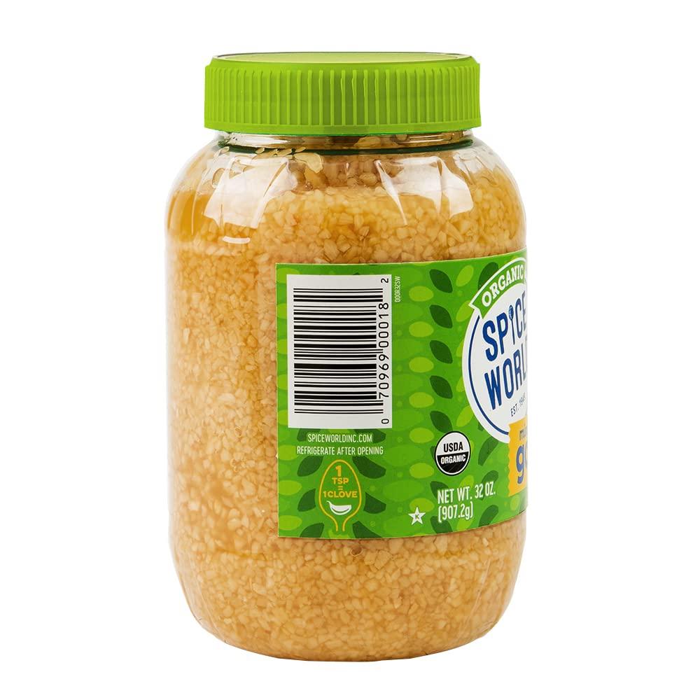 Spice World ORGANIC GARLIC Minced LARGE Container 32 oz