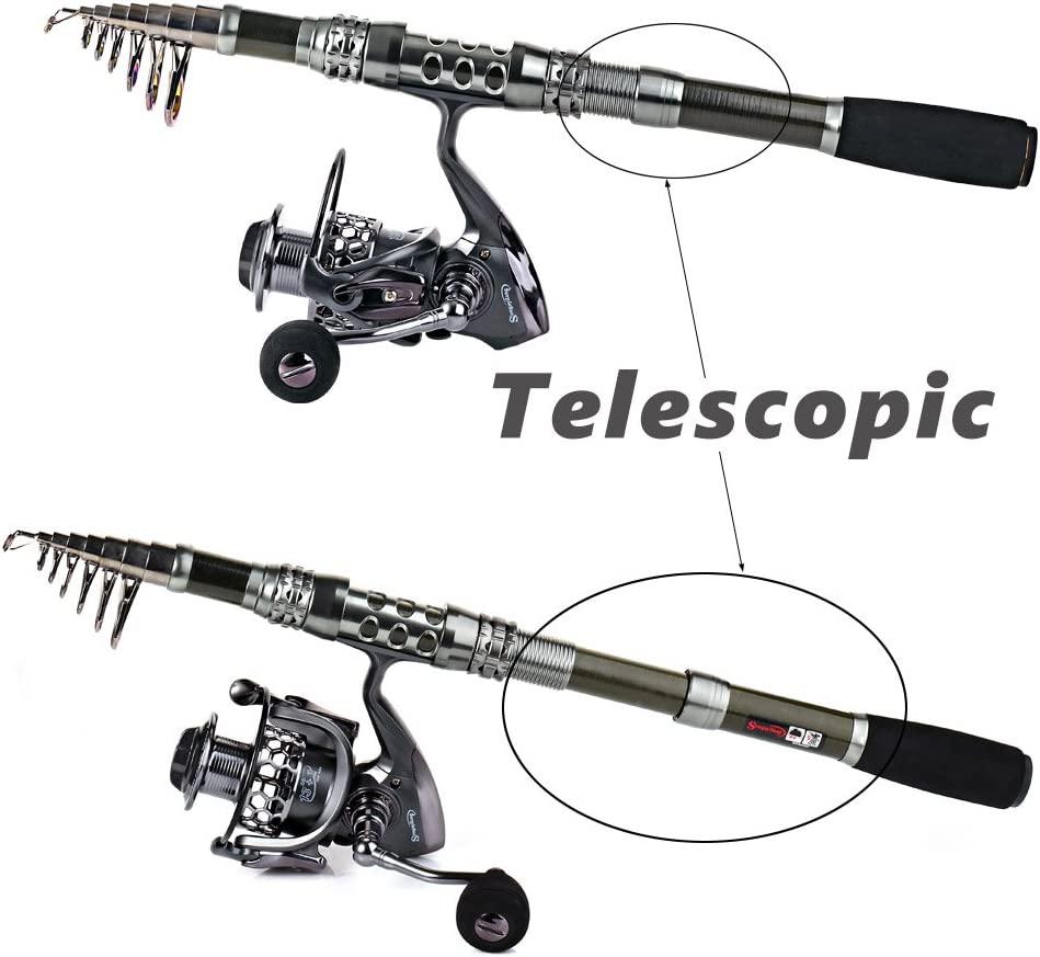 Sougayilang Spinning Fishing Rod and Reel Combos Portable Telescopic  Fishing Pole Spinning reels for Travel Saltwater Freshwater Fishing  2.1M/6.89Ft Rod+XY 3000 Reel Fishing Full Kit