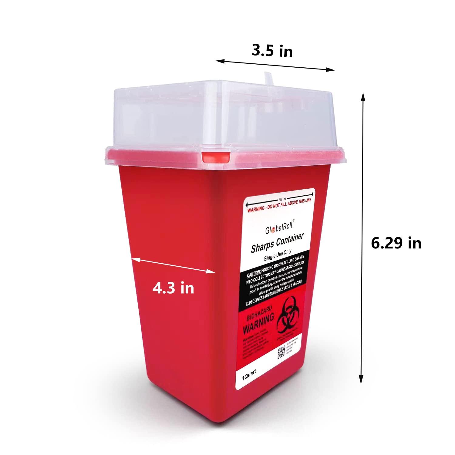 Sharps Container Biohazard Needle Disposal - 1 Quart