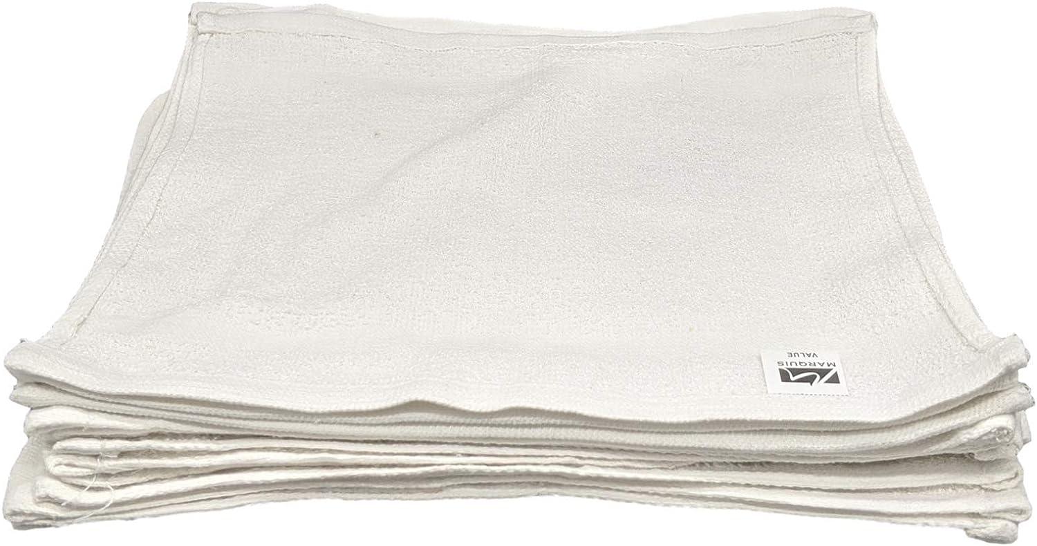 12 Pack - 12 x 12 White Cotton Value Washcloth Rags | Spa Painting Cleaning  Face - 1 LB Per Dozen