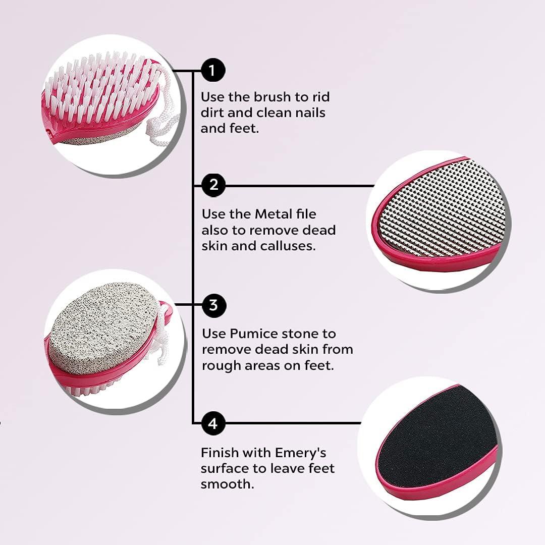 Pedi Care Stick 4 in 1 Pedicure Tool with Metal File Emery Board and