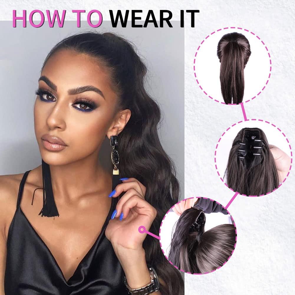 LOMMEL Ponytail Extensions Claw Clip Ponytail Extensions for Women 20 Inch Long Wavy Ponytail