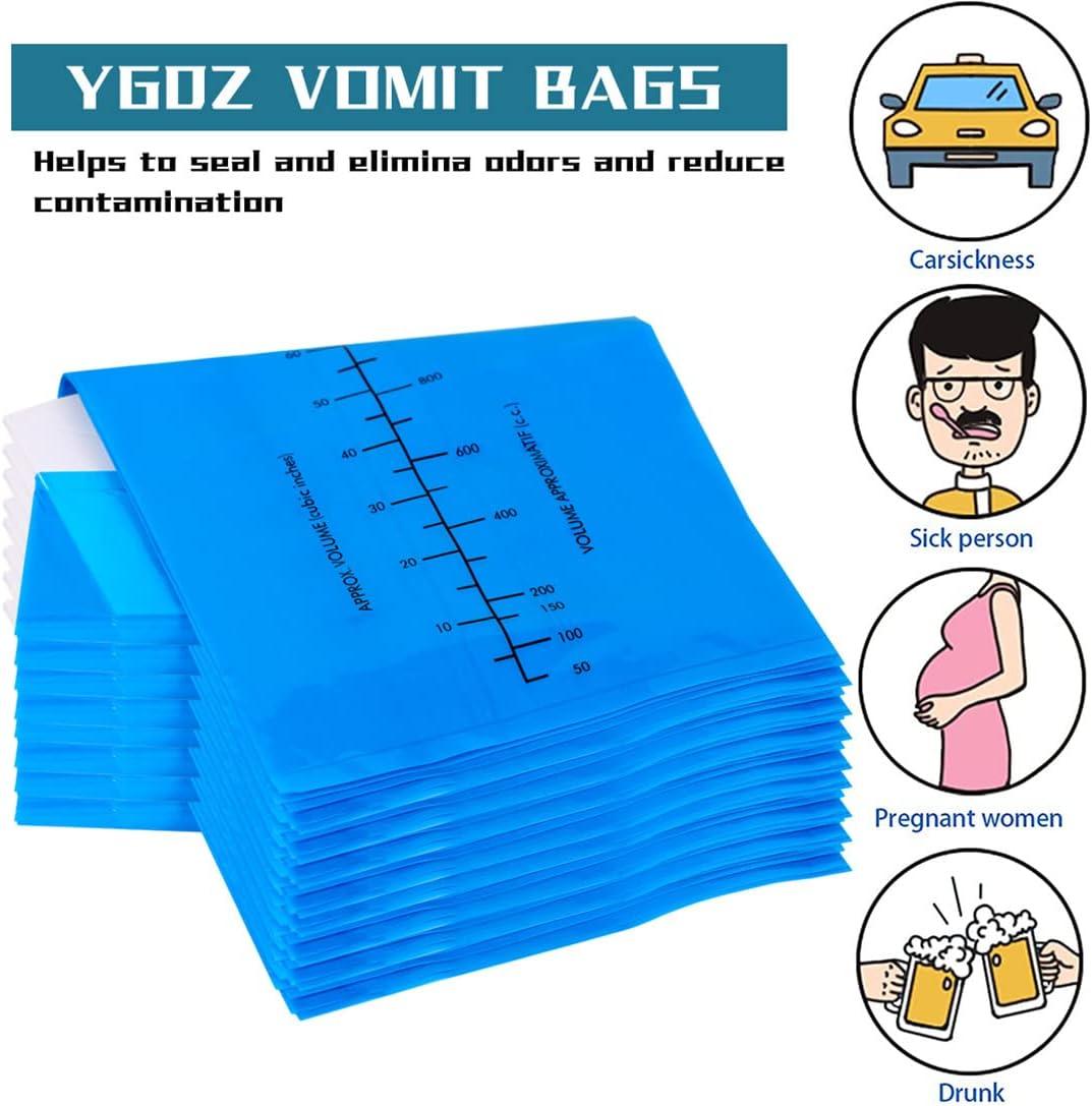 LAOJU 1000ML Vomit Bags Disposable Emesis Bag 12 Pack Portable Nausea