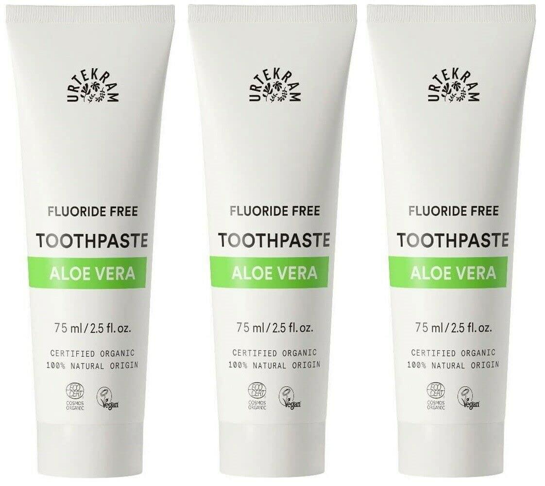 Urtekram Aloe Vera Toothpaste - 3 x 75 ml | Natural Fluoride-Free  International Shipping | Buy Now with Express International Delivery |  GoSupps.com