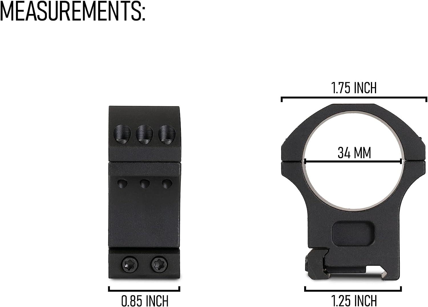 Monstrum Precision V2 Scope Rings 34mm Diameter Picatinny 1.40 Height