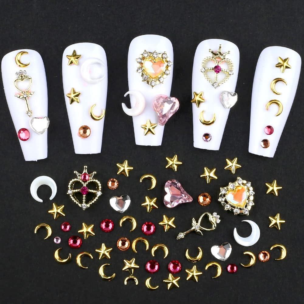 Dornail Mixed 3D Star Moon Colorful Nail Charms Heart Nail Rhinestones  Alloy Nail Charm Nail Gems Charms for Nails Geometry Rhinestone Nail  Decorations for Nail Art Jewelry Nail Kit 1 Box