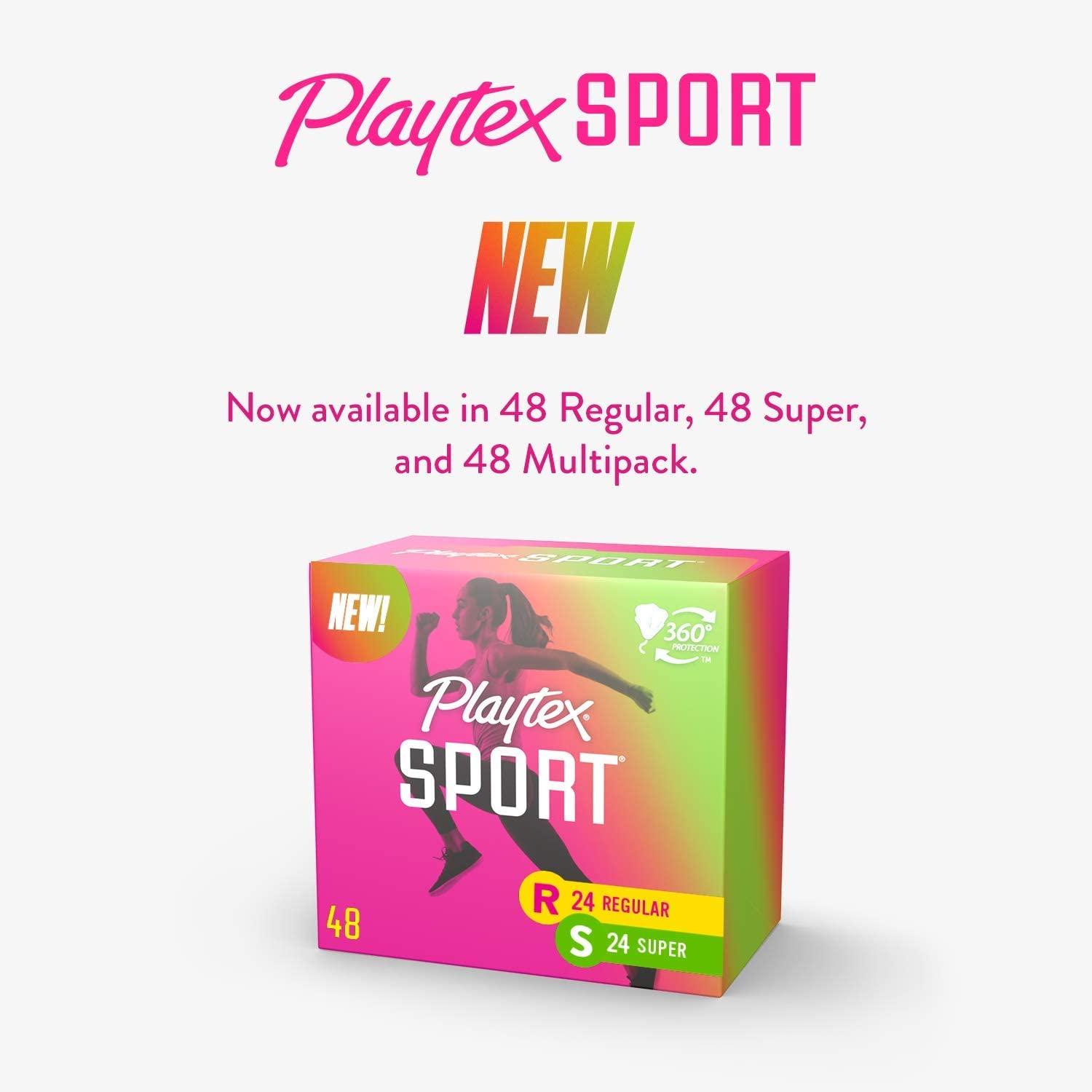 Playtex Sport Tampons Super Absorbency, White, Unscented, 48 Count