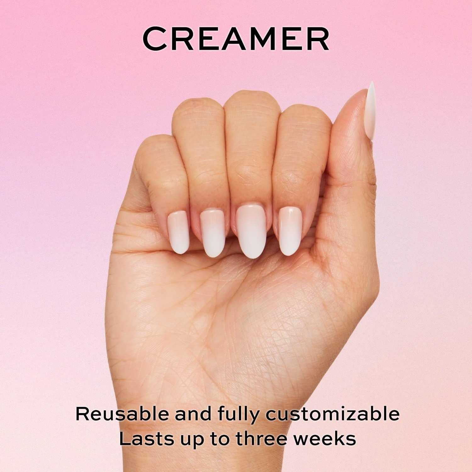 Glamnetic Press On Nails - Creamer | UV Finish Neutral Ombre Short Round  Nails, Reusable | 15 Sizes - 30 Nail Kit with Glue