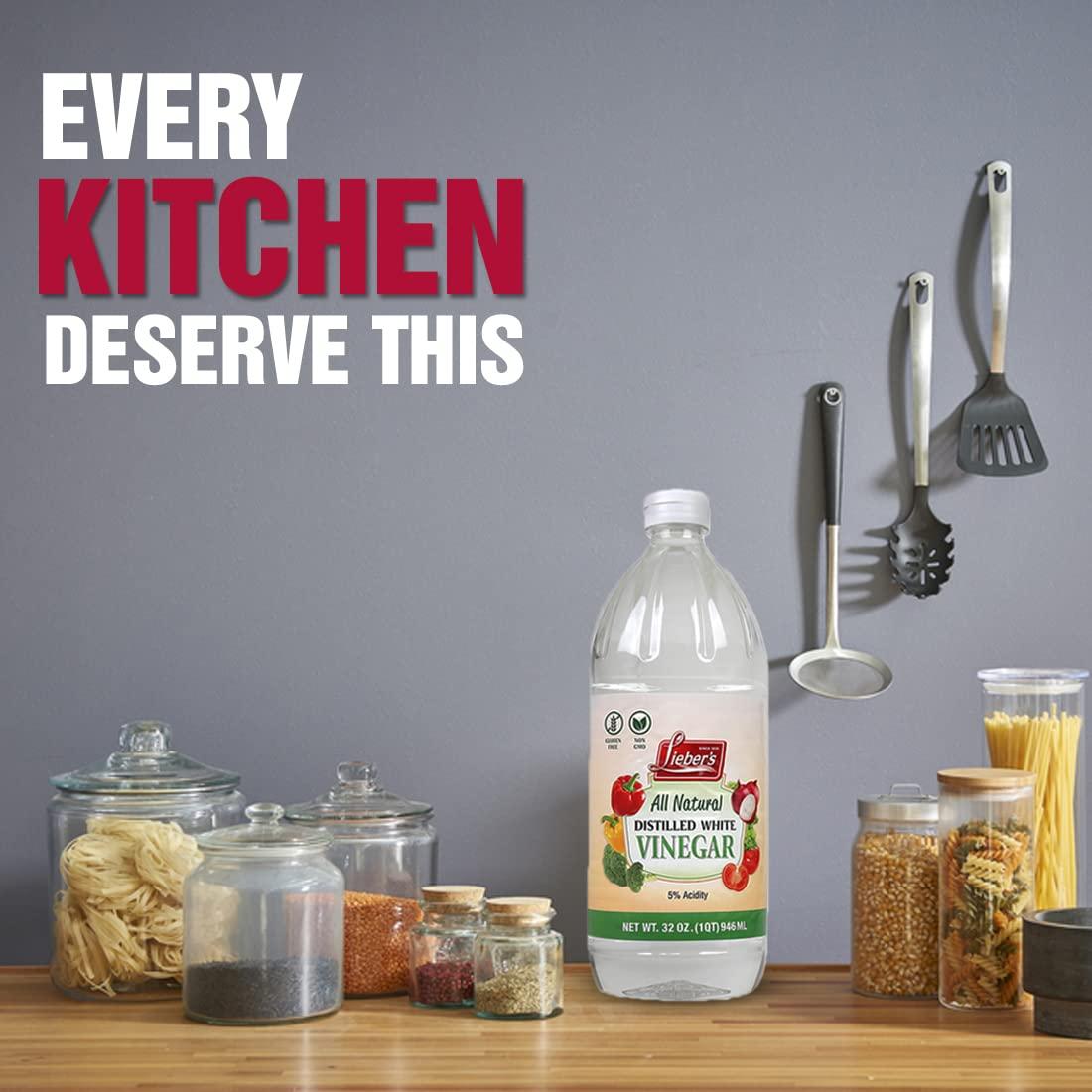 Organic Liebers White Vinegar 32oz Pack of 2 NonGMO, GlutenFree All