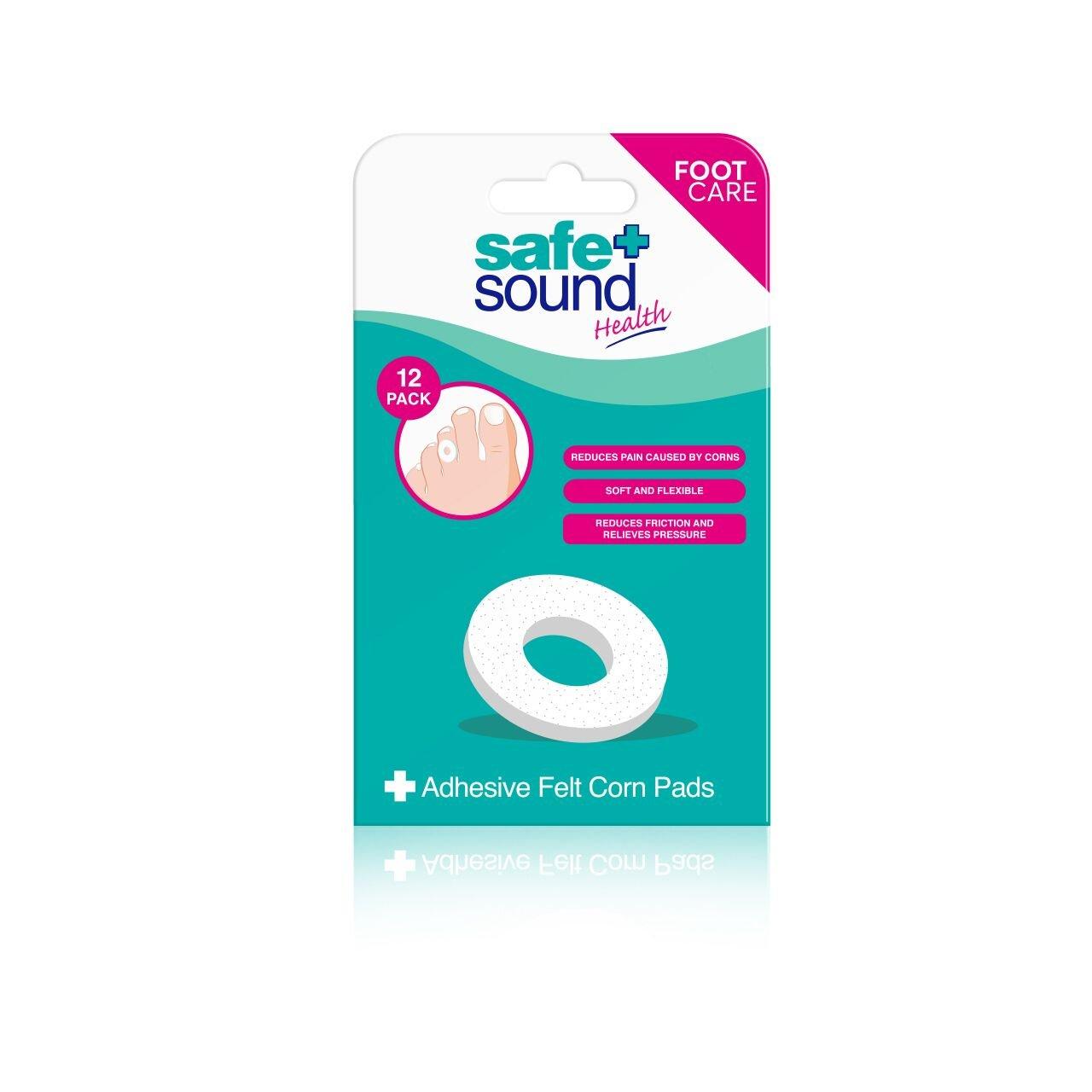 Safe and Sound Adhesive Felt Corn Pads. 12 Pack. 22mm x 22mm.