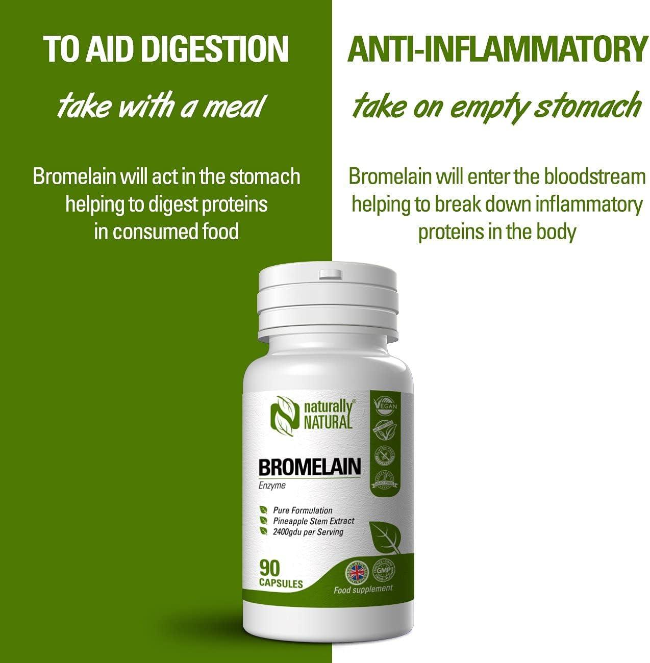 Naturally Natural Bromelain 90 Vegan Capsules High Dose 2400gdu per