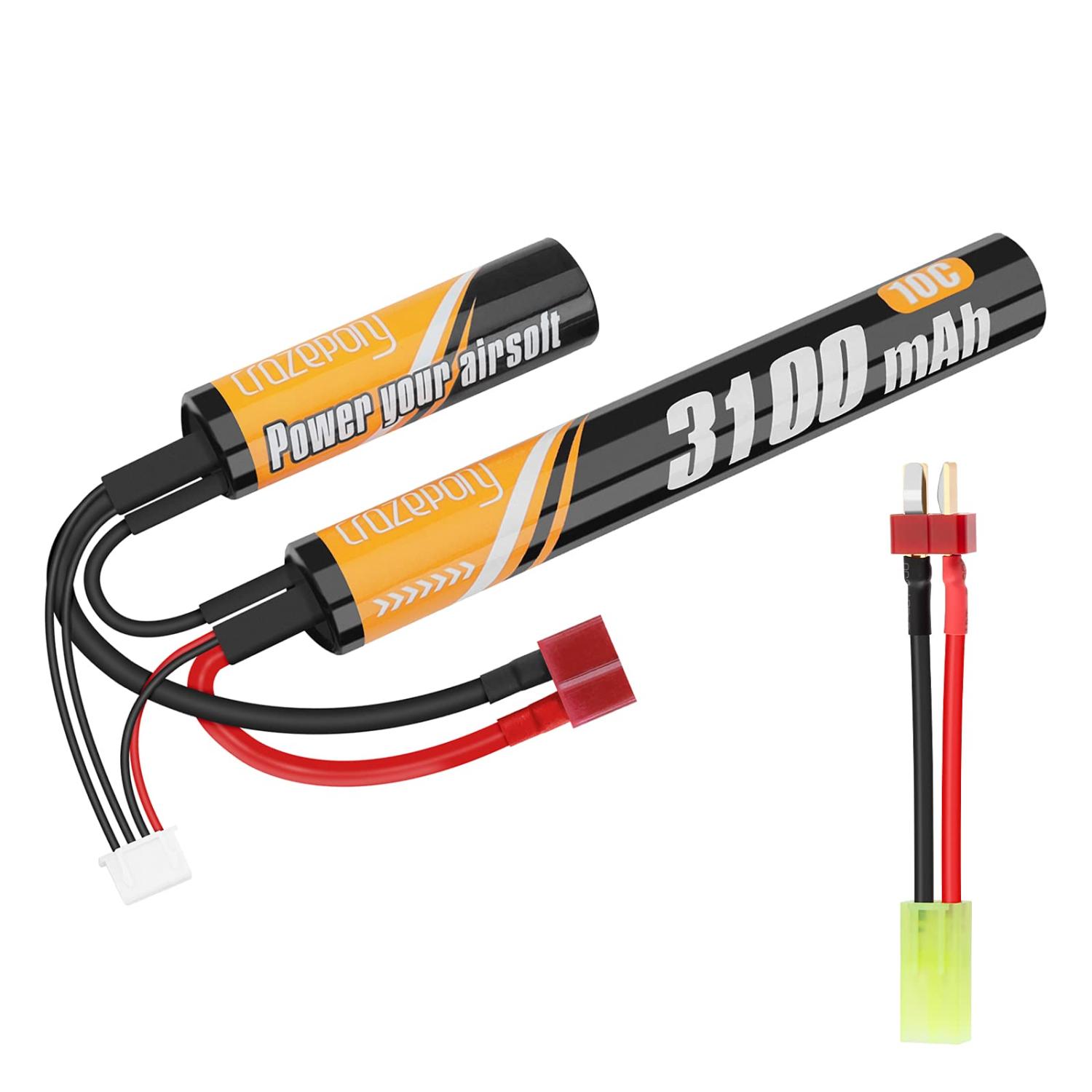Crazepony Airsoft Battery 11.1v Nunchuck 3100mAh Mini Rechargeable