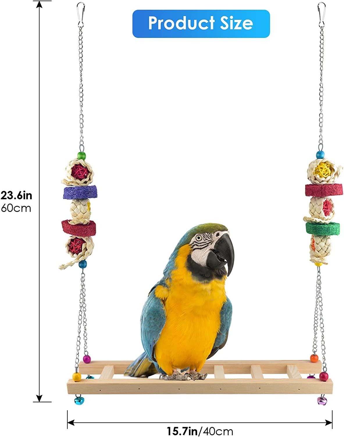 ERKOON Chicken Swing Ladder Toys with Natural Wooden Chicken Perch