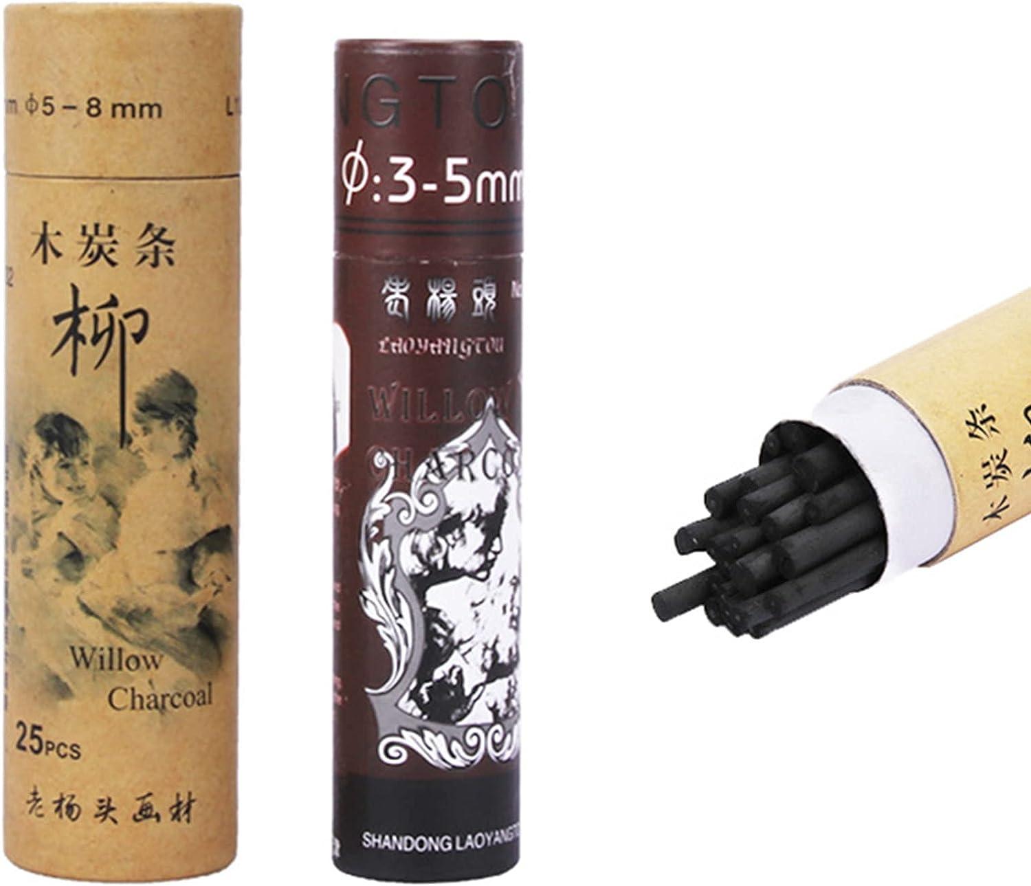 Charcoal Sticks 25PCS 5-7mm Dia Black Vine Willow Sketch