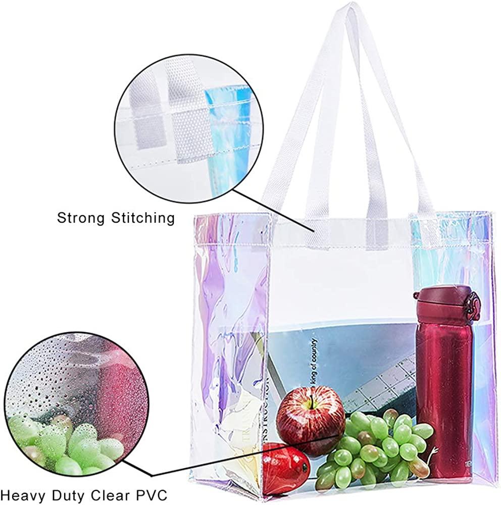 Clear Tote Bag, 2-Pack Stadium Approved Hologram Clear Bag, Great for  Sports Games, Work, Security Travel, Stadium Venues or Concert, 12X 12X 6
