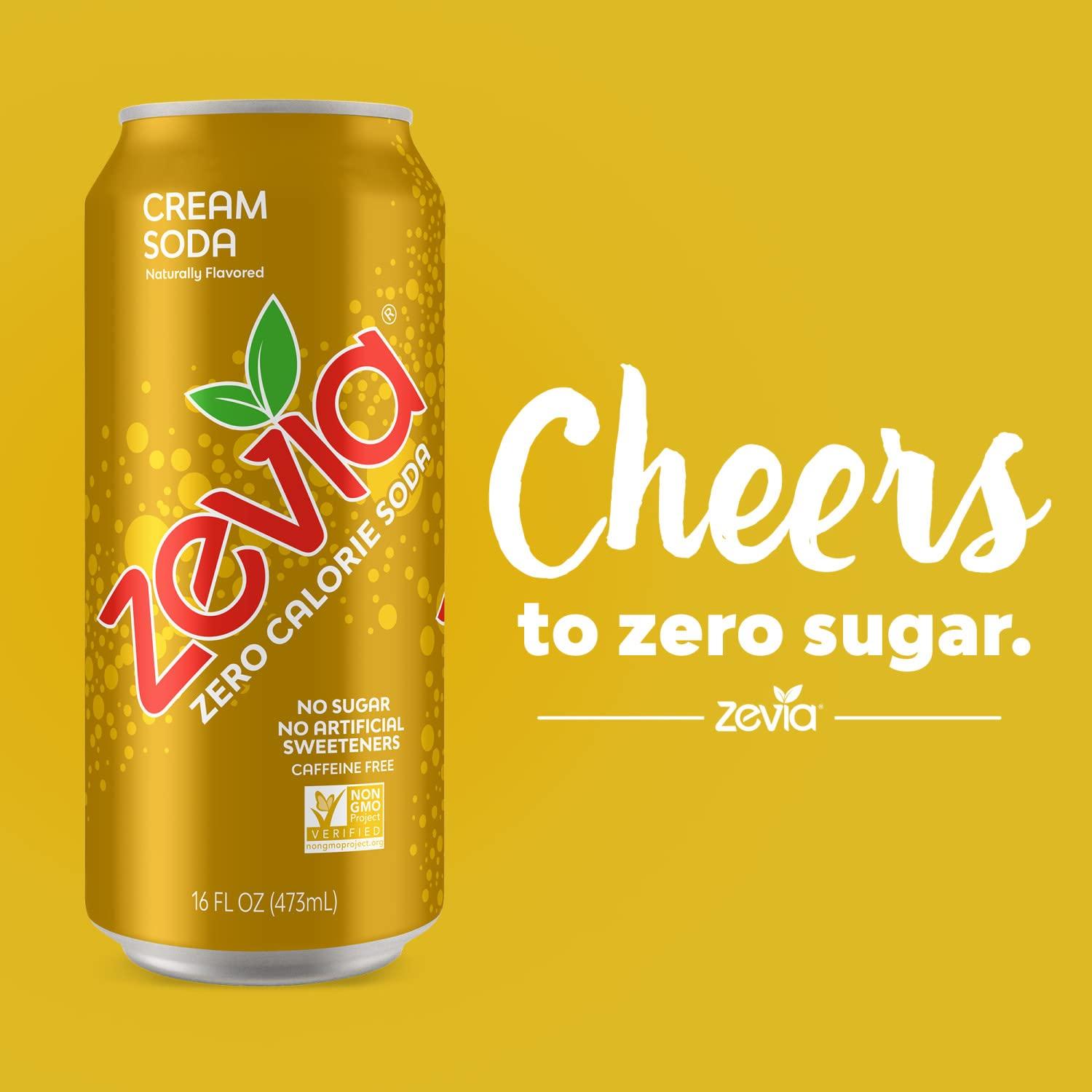 Zevia Zero Calorie Cream Soda, 16 Ounce Cans (Pack of 12) Cream Soda 16