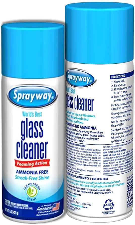 Sprayway, Glass Cleaner, window cleaner, spray foam with Bonus NikCatcher  16x16 400 GSM Microfiber Cleaning Cloth Towel Rags (19 Oz Can.) (Color may  vary)