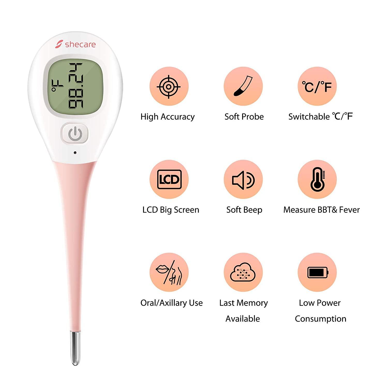 Shecare Digital Basal Body Thermometer for Ovulation ,Fertility BBT  Thermometer High Precision Oral Thermometer ,Accurate 1/100th Degree Works  with Shecare APP Basal Thermometer Basic Thermometer