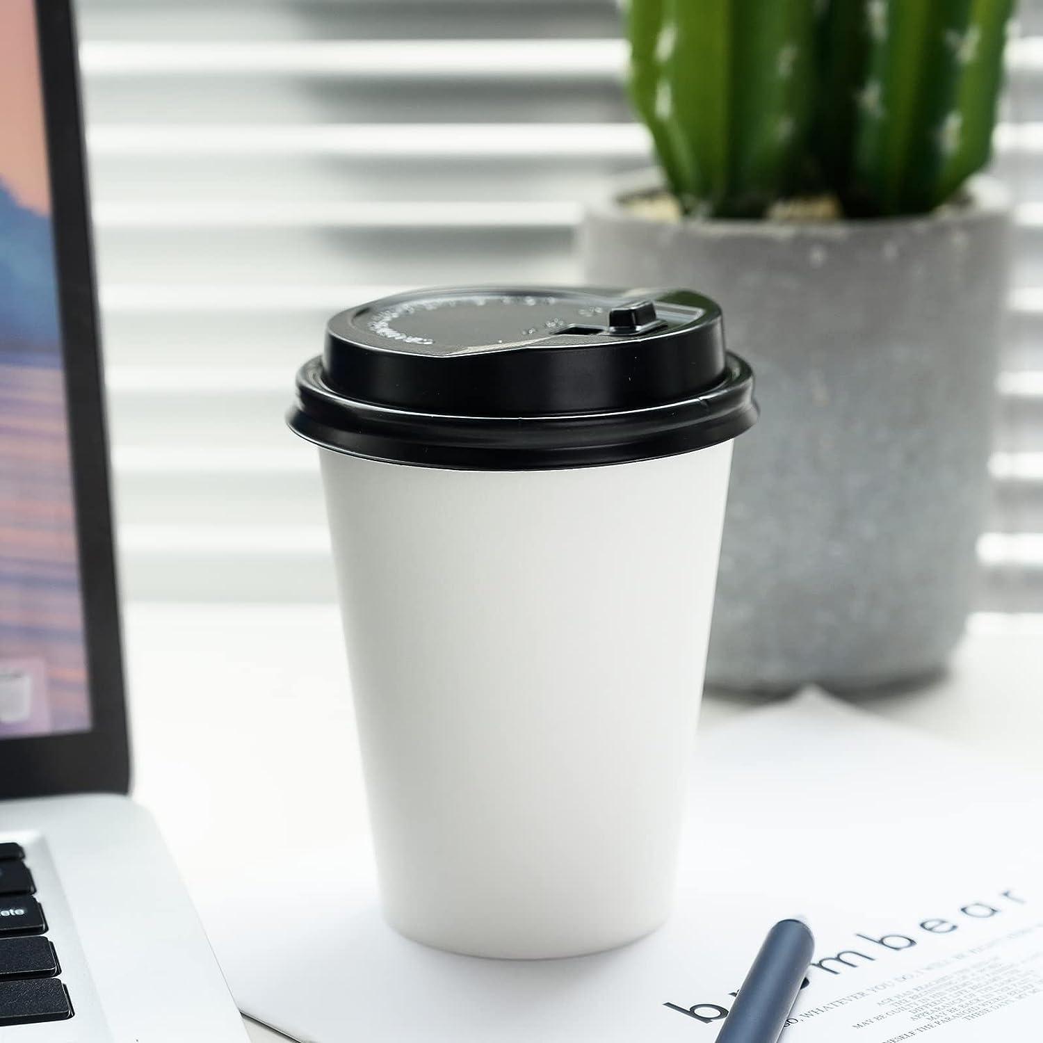 [100 Pack] 8 oz. White Paper Hot Cups, Coffee Cups