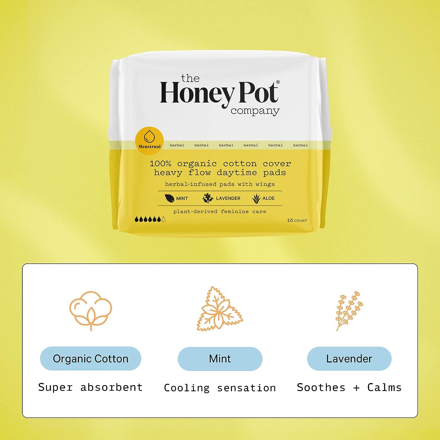 The Honey Pot Company Overnight Heavy Flow Non-Herbal Organic Cotton Maxi Pads