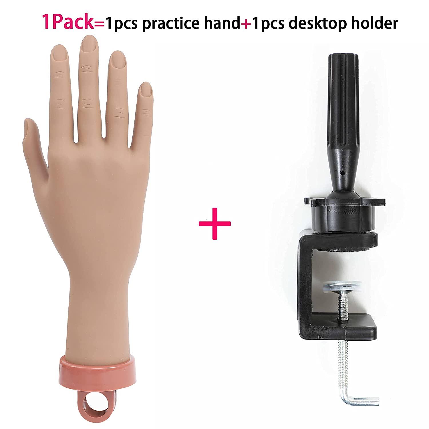 Acrylic Nail Practice Hand with C-clamp | Fake Nails Training Hand for Nail Technicians ...