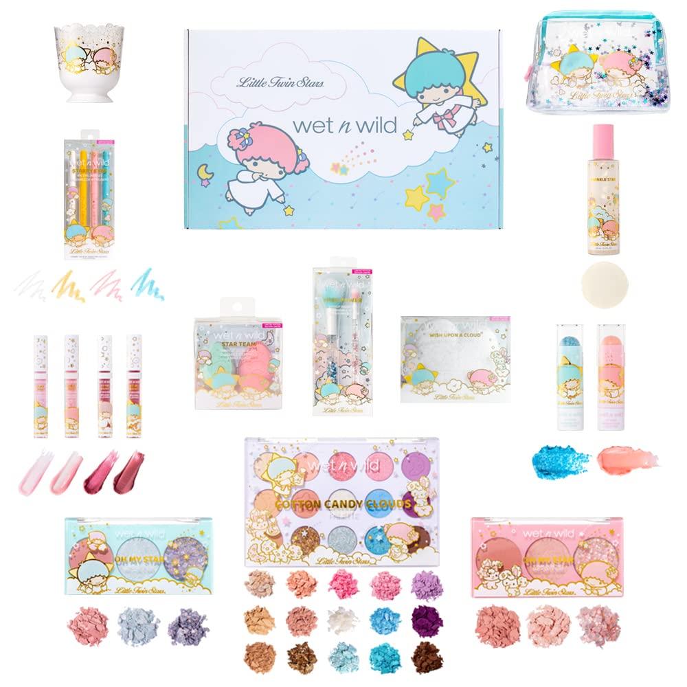 Wet n Wild Little Twin Stars Full Makeup Set | Gift Set | Primer | Setting  Spray | Makeup Brushes | Highlighters | Makeup Sponges | 15-Pan Pigment  Palette | Lip Scrub | Lip Gloss, Full Collection