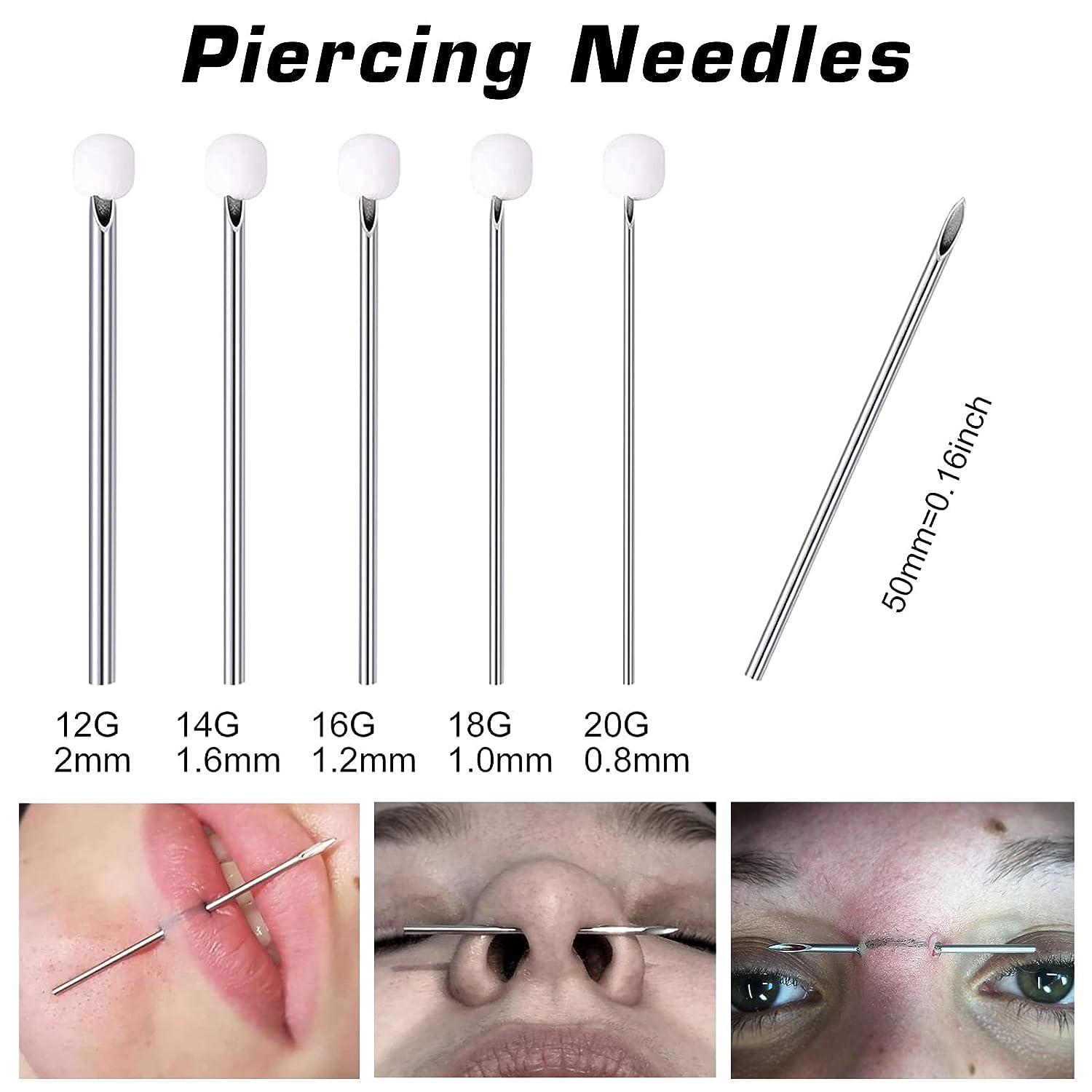 Piercing Kit - Belly Button,Tongue, Nipple, Lip, Nose, Ear w/14G & 18G  Needles